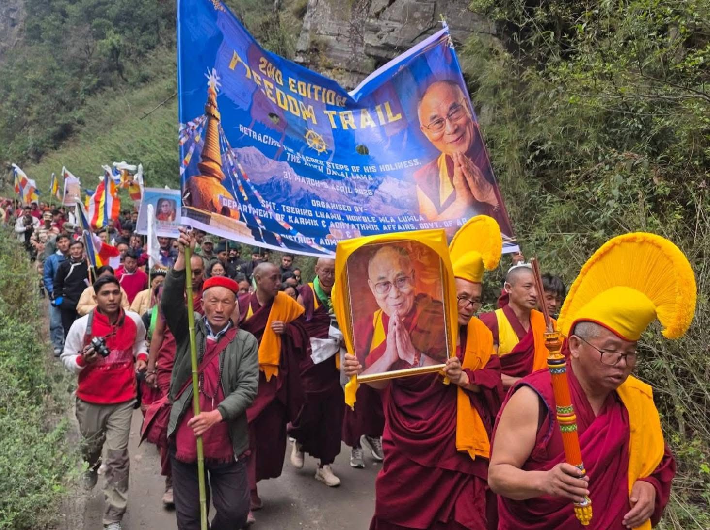 Second Edition of ‘Freedom Trail’, Retracing Dalai Lama’s Escape to India, Flagged Off at Kenzamani near Tawang