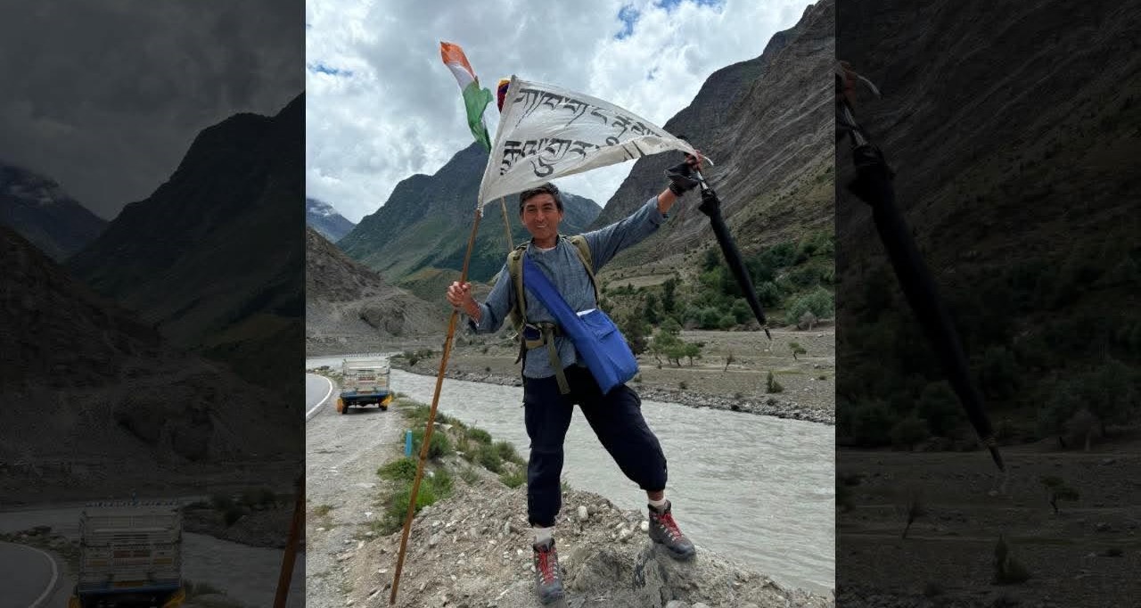 རྡ་རམ་ས་ལ་ནས་ལ་དྭགས་བར་བོད་དོན་གོམ་བགྲོད་གནང་མཁན་སྐལ་བཟང་མཐར་ཕྱིན་ལགས་དེ་རིང་ཀི་ལོང་ནས་ Jispa ཕྱོགས་སུ་སྐྱོད་བཞིན་པ།